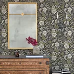 A-Street Prints Voysey Black Floral Wallpaper - SKU 2970-87535