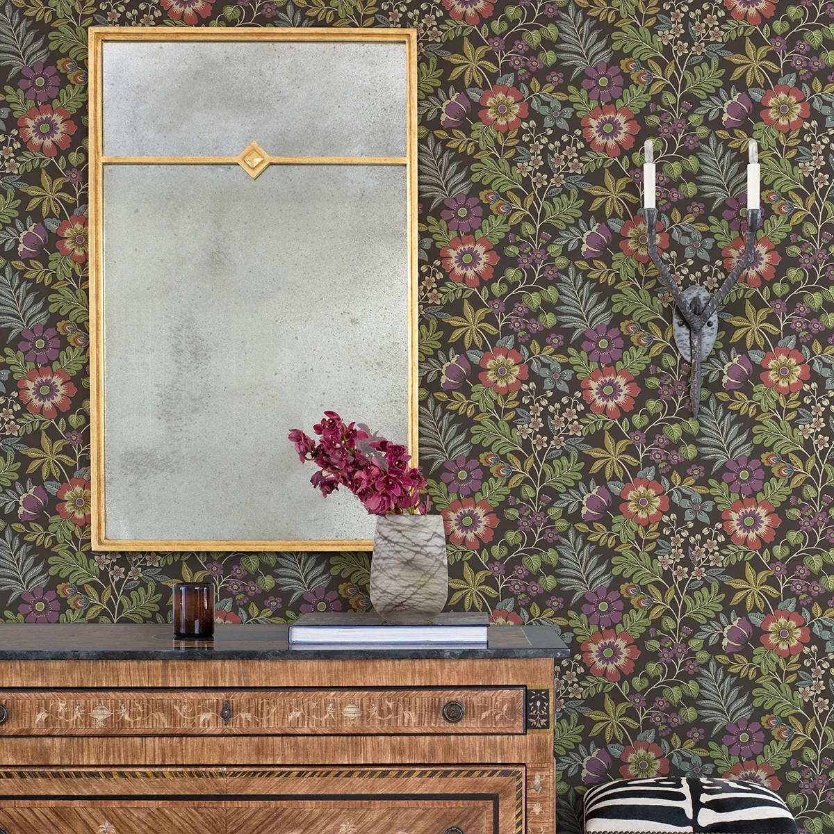 A-Street Prints Voysey Brown Floral Wallpaper - SKU 2970-87534