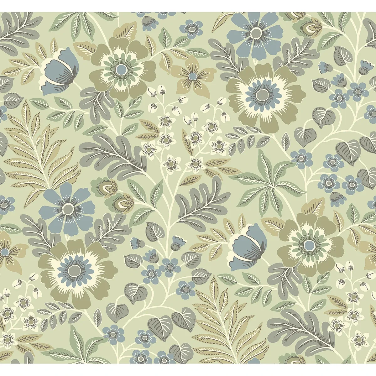 2970-87532 | Voysey Green Floral Wallpaper