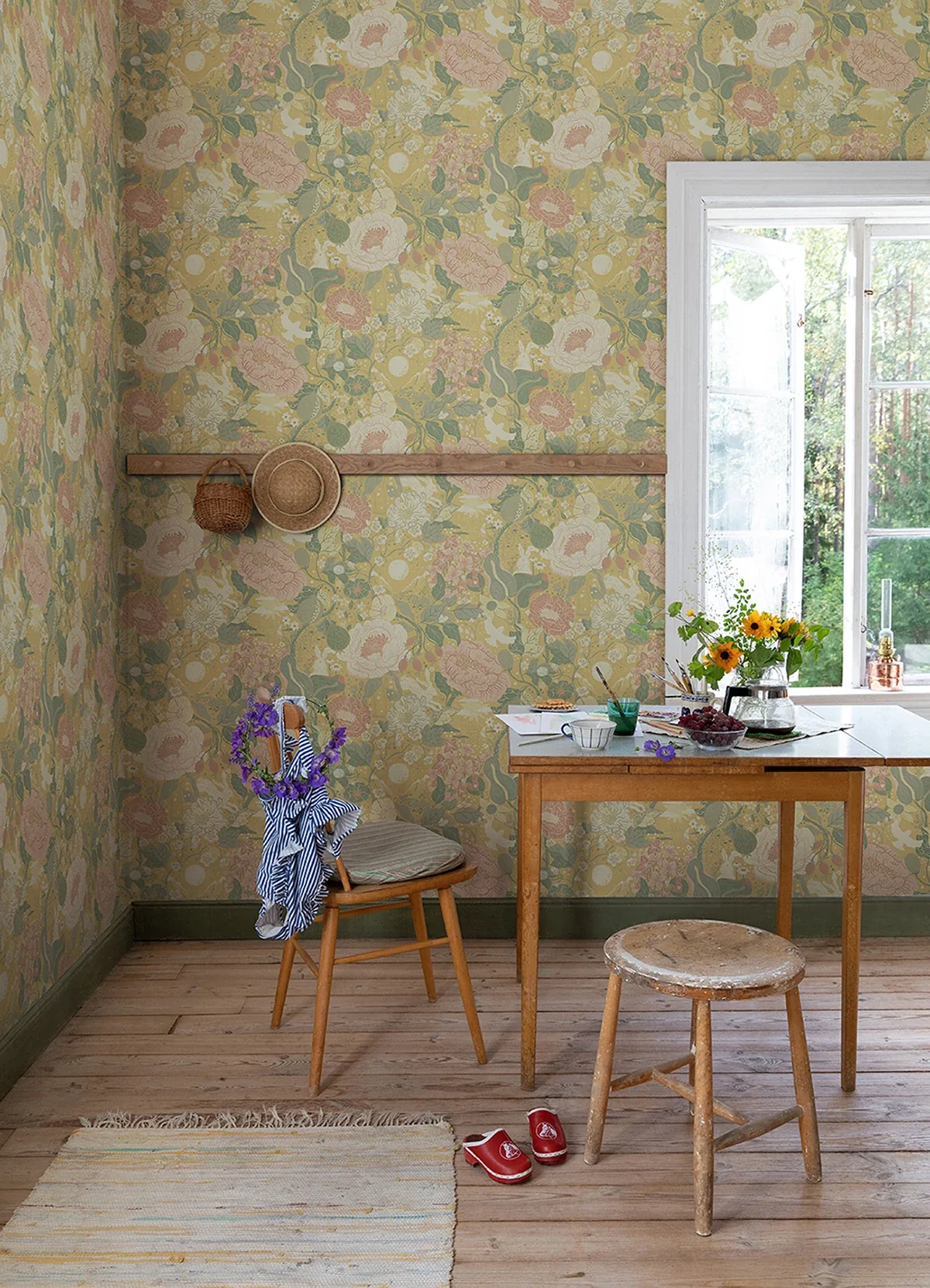 A-Street Prints Växa Butter Rabbits & Rosehips Wallpaper - SKU 4111-63014