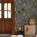 A-Street Prints Växa Teal Rabbits & Rosehips Wallpaper | Wallpaper Twins A-Street Prints Växa Teal Rabbits & Rosehips Wallpaper - SKU 4111-63013