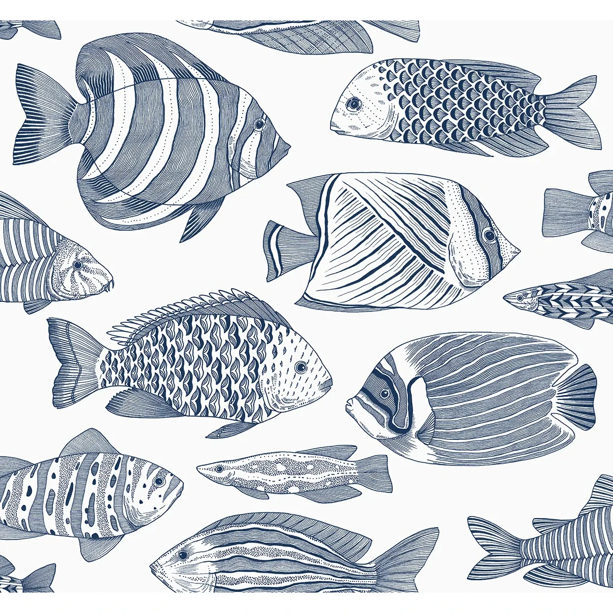 2927-80202 | Wailea Indigo Tropical School Wallpaper