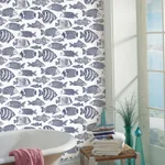 A-Street Prints Wailea Indigo Tropical School Wallpaper | Wallpaper Twins A-Street Prints Wailea Indigo Tropical School Wallpaper - SKU 2927-80202