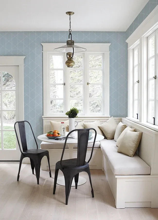 A-Street Prints Walcott Light Blue Stitched Trellis Wallpaper - SKU 4074-26607