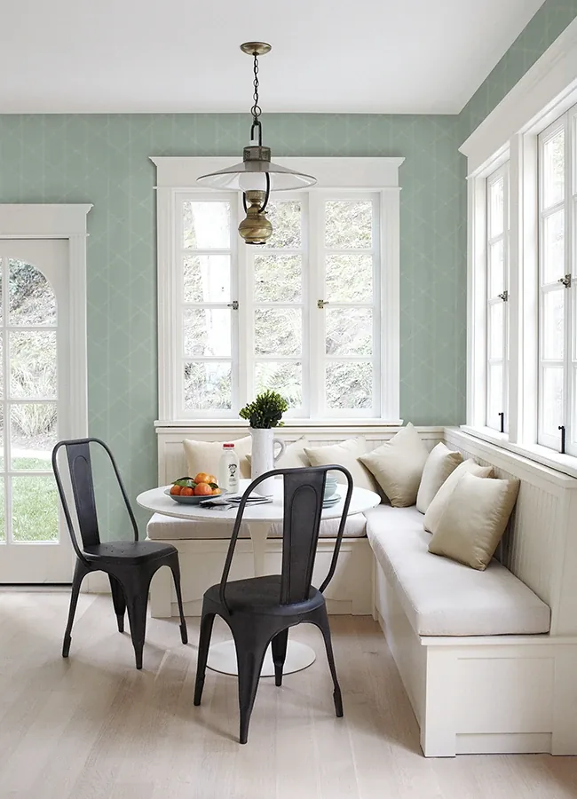 A-Street Prints Walcott Seafoam Stitched Trellis Wallpaper - SKU 4074-26606