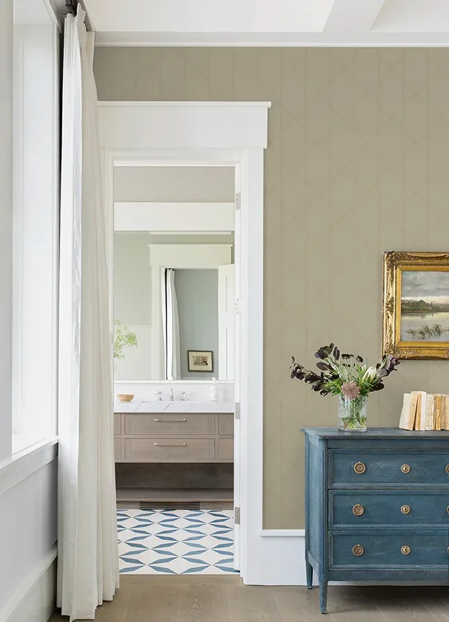 A-Street Prints Walcott Taupe Stitched Trellis Wallpaper - SKU 4074-26610