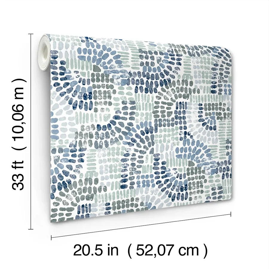 A-Street Prints Wanderer Blueberry Mosiac Wallpaper - SKU 4146-27215