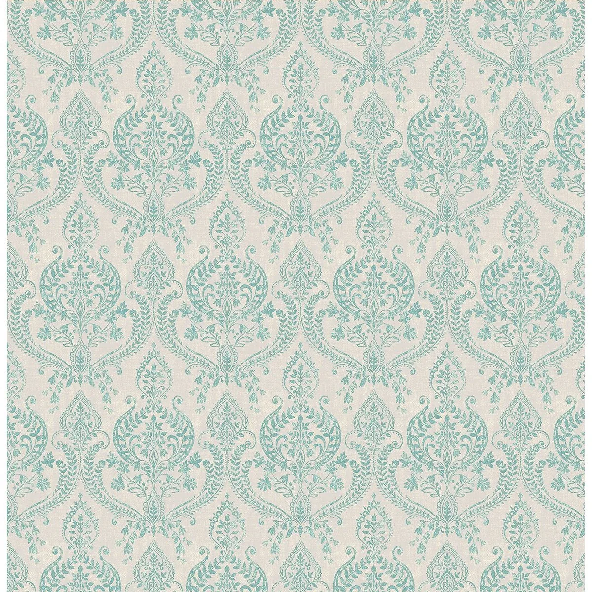A-Street Prints Waverly Turquoise Petite Damask Wallpaper - SKU 1014-001819