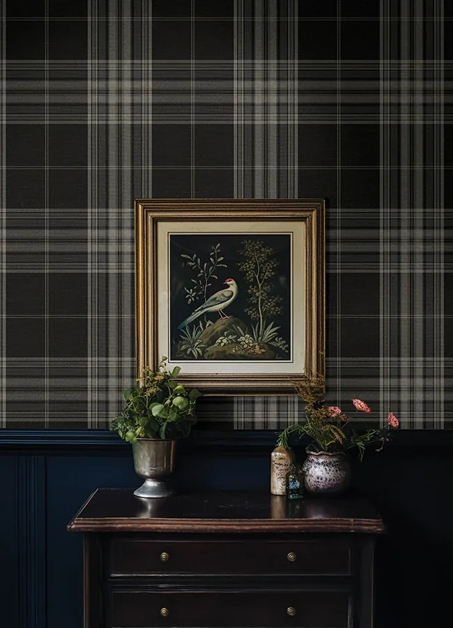 A-Street Prints Westley Black Plaid Wallpaper - SKU 4147-27388