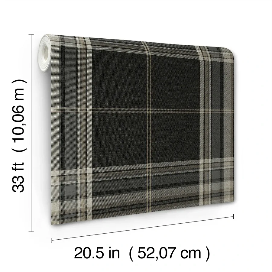 A-Street Prints Westley Black Plaid Wallpaper - SKU 4147-27388