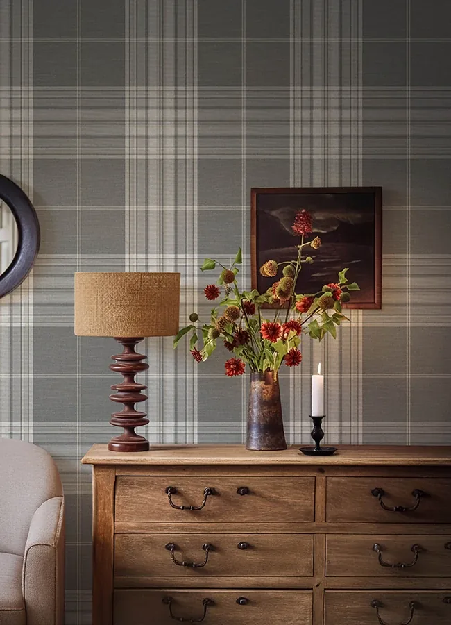 A-Street Prints Westley Grey Plaid Wallpaper - SKU 4147-27384