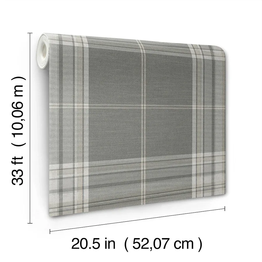 A-Street Prints Westley Grey Plaid Wallpaper - SKU 4147-27384