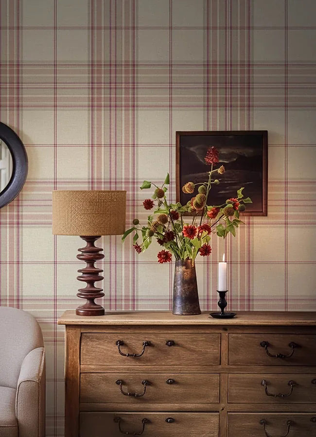A-Street Prints Westley Magenta Plaid Wallpaper - SKU 4147-27385