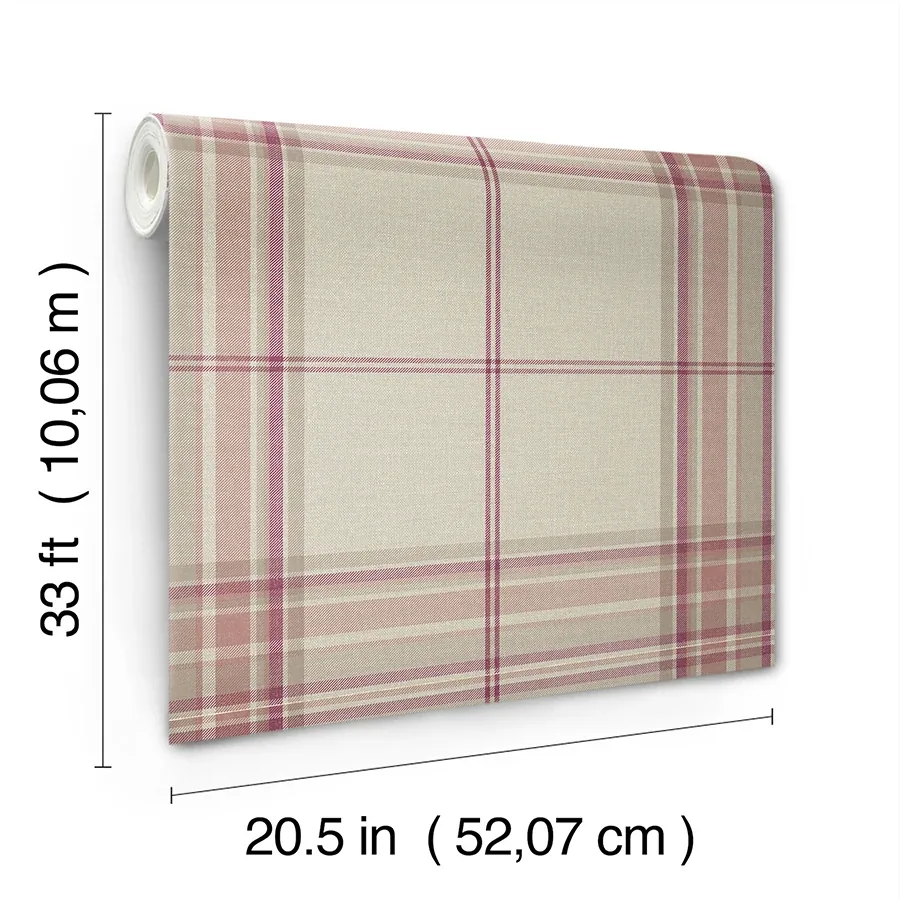 A-Street Prints Westley Magenta Plaid Wallpaper - SKU 4147-27385