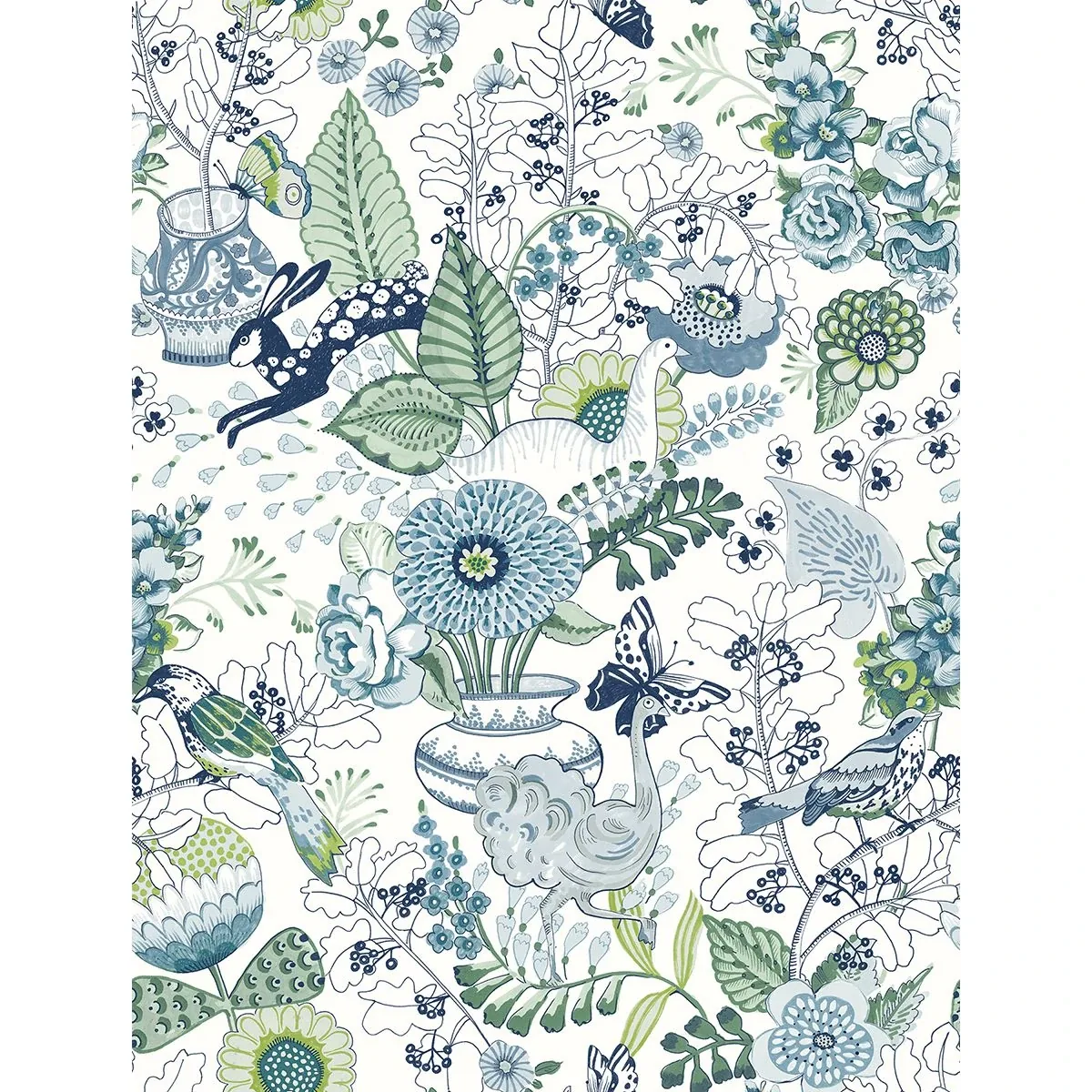 2821-12804 | Whimsy Blue Fauna Wallpaper