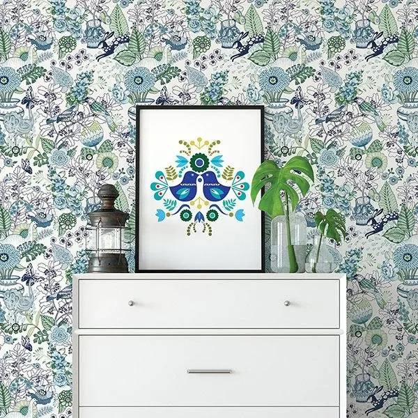 A-Street Prints Whimsy Blue Fauna Wallpaper - SKU 2821-12804