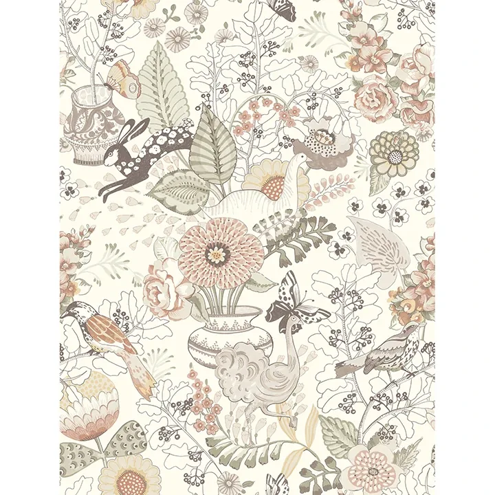 4135-12807 | Whimsy Coral Fauna Wallpaper