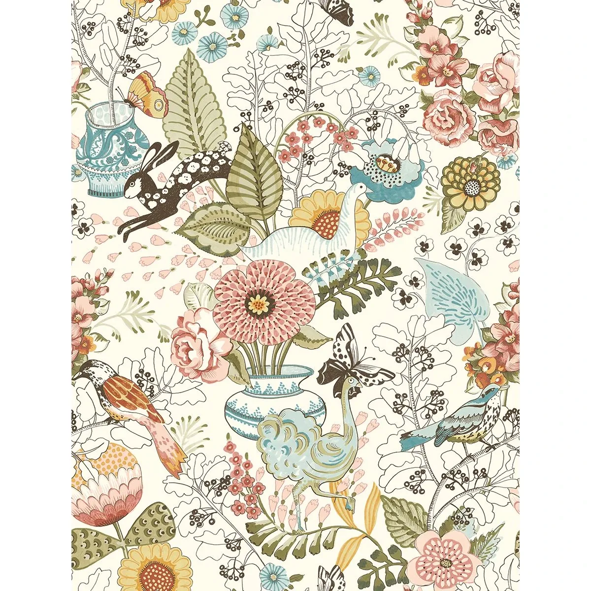 2821-12802 | Whimsy Pink Fauna Wallpaper