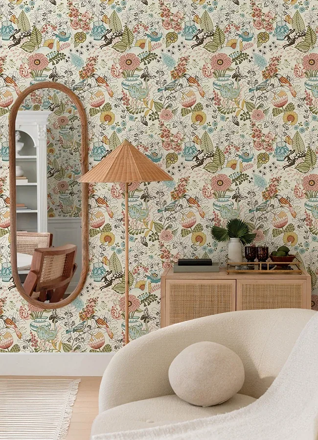 A-Street Prints Whimsy Pink Fauna Wallpaper - SKU 4135-12802