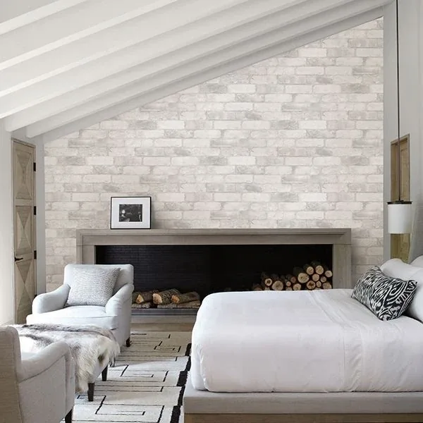A-Street Prints White Reclaimed Bricks Wallpaper - SKU 2701-22321