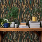 A-Street Prints Willoughby Black Fronds Wallpaper - SKU 4202-330250