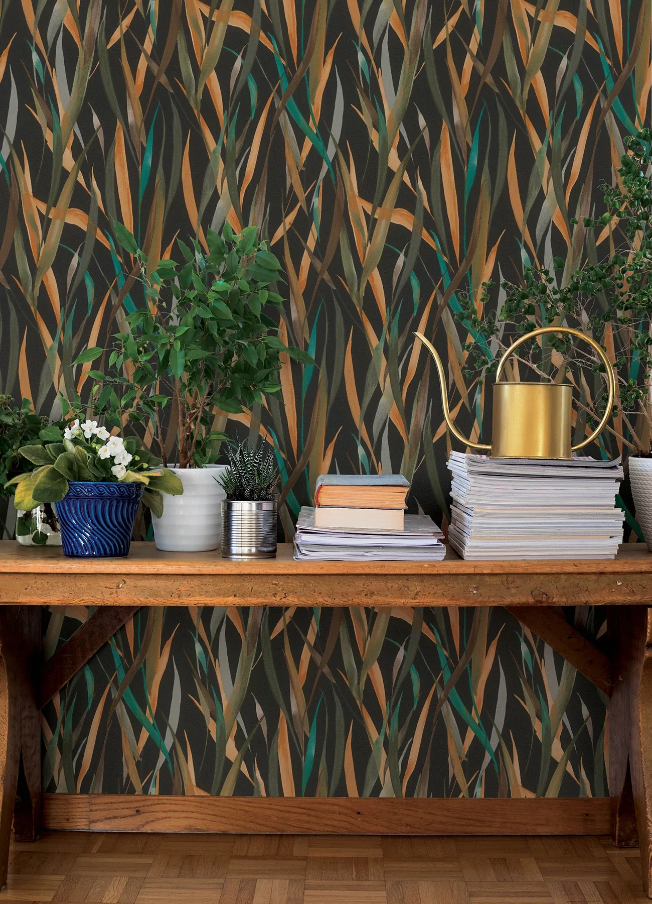 A-Street Prints Willoughby Black Fronds Wallpaper - SKU 4202-330250