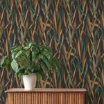 A-Street Prints Willoughby Black Fronds Wallpaper - SKU 4202-330250