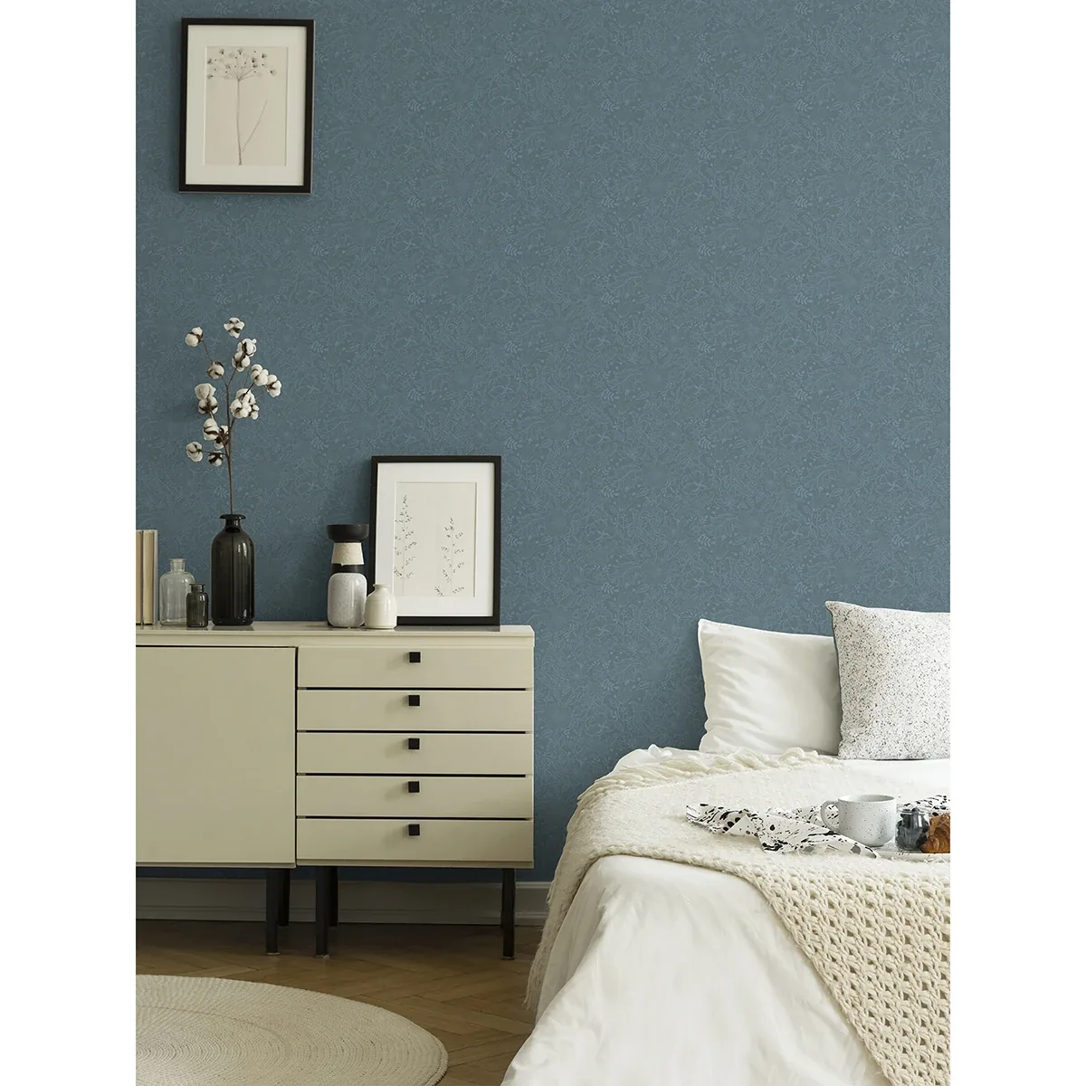 A-Street Prints Wilma Blue Block Print Wallpaper - SKU 2999-13128