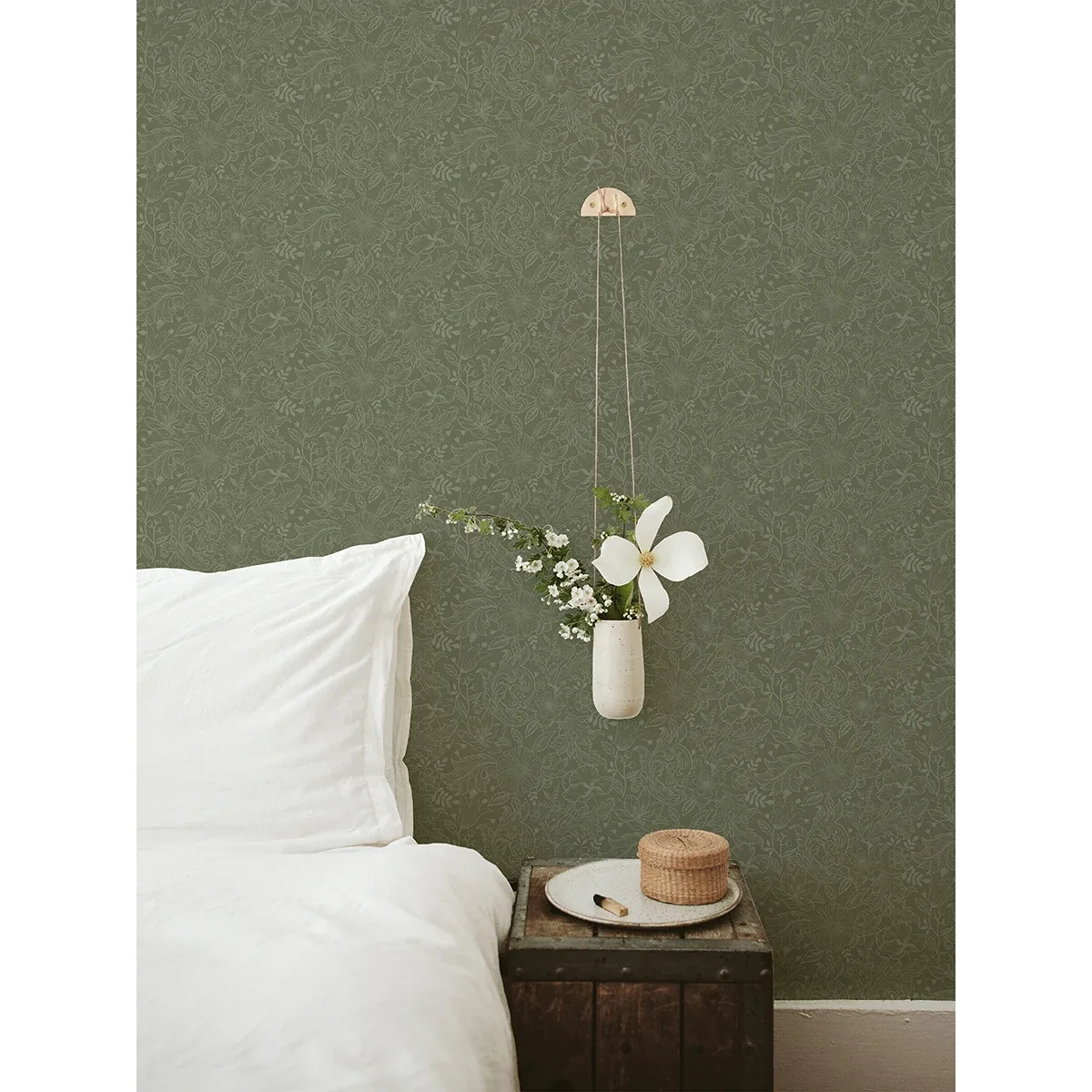 A-Street Prints Wilma Green Floral Block Print Wallpaper | Wallpaper Twins A-Street Prints Wilma Green Floral Block Print Wallpaper - SKU 2999-13129