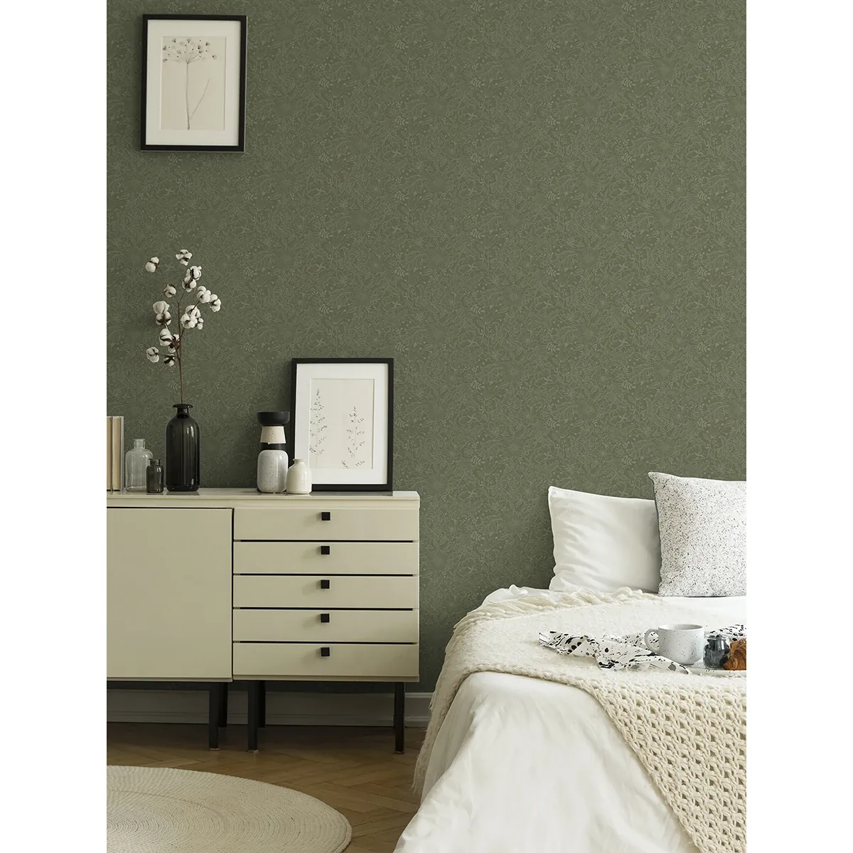 A-Street Prints Wilma Green Floral Block Print Wallpaper | Wallpaper Twins A-Street Prints Wilma Green Floral Block Print Wallpaper - SKU 2999-13129