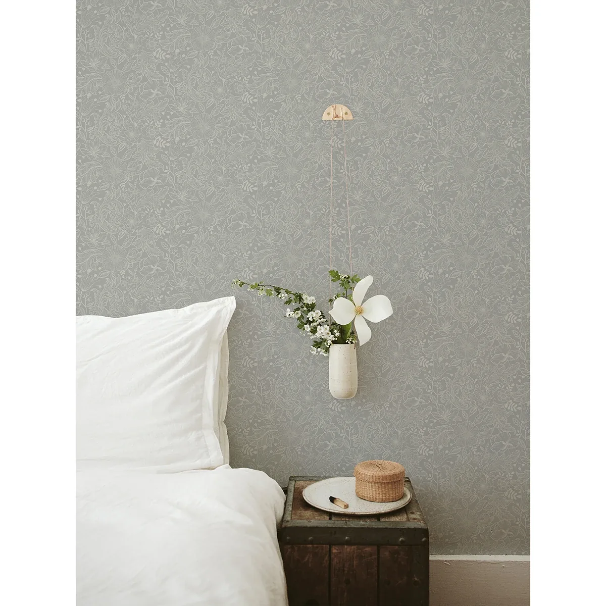 A-Street Prints Wilma Grey Block Print Wallpaper - SKU 2999-13126