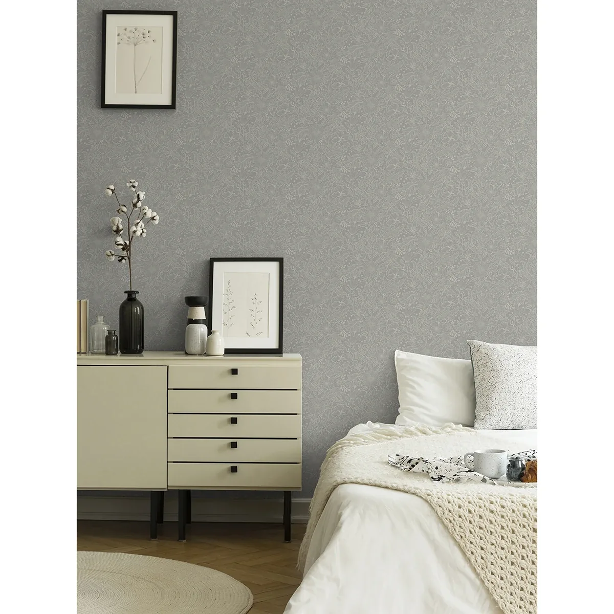 A-Street Prints Wilma Grey Block Print Wallpaper - SKU 2999-13126