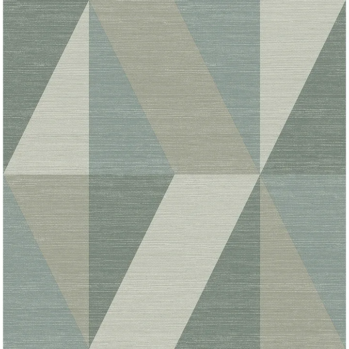 4141-27106 | Winslow Green Geometric Faux Grasscloth Wallpaper