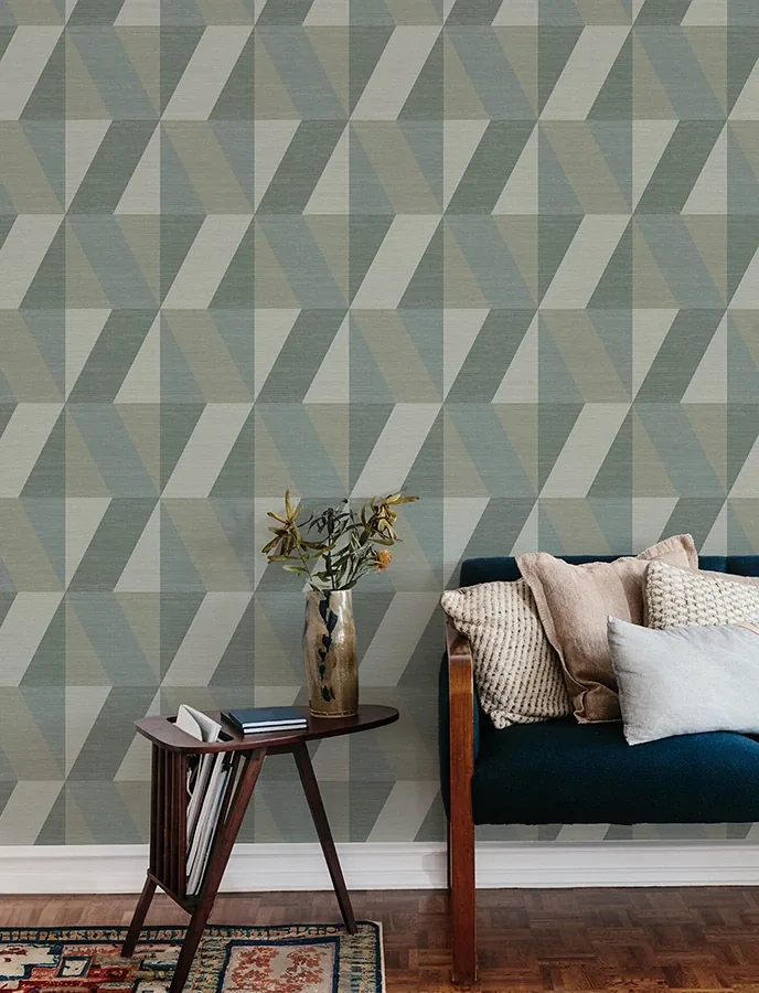 A-Street Prints Winslow Green Geometric Faux Grasscloth Wallpaper - SKU 4141-27106
