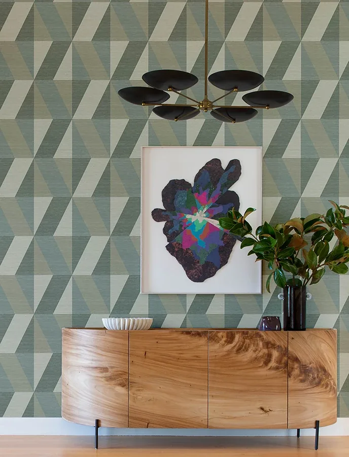 A-Street Prints Winslow Green Geometric Faux Grasscloth Wallpaper - SKU 4141-27106