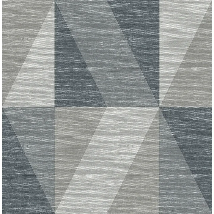 4141-27109 | Winslow Slate Geometric Faux Grasscloth Wallpaper