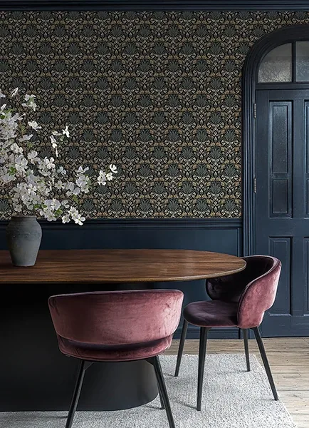 A-Street Prints Woodbury Black Floral Damask Wallpaper - SKU 4173-27630