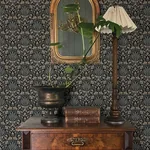 A-Street Prints Woodbury Black Floral Damask Wallpaper - SKU 4173-27630