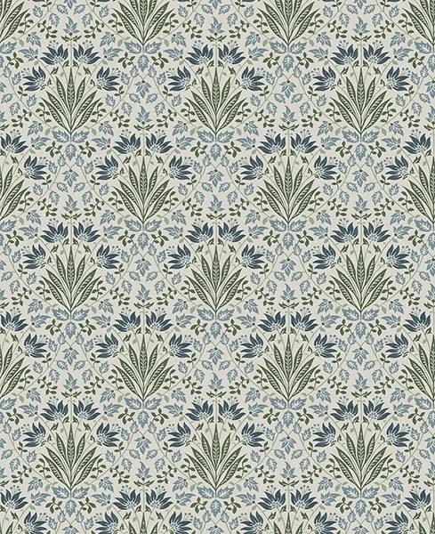 4173-27632 | Woodbury Blue Floral Damask Wallpaper