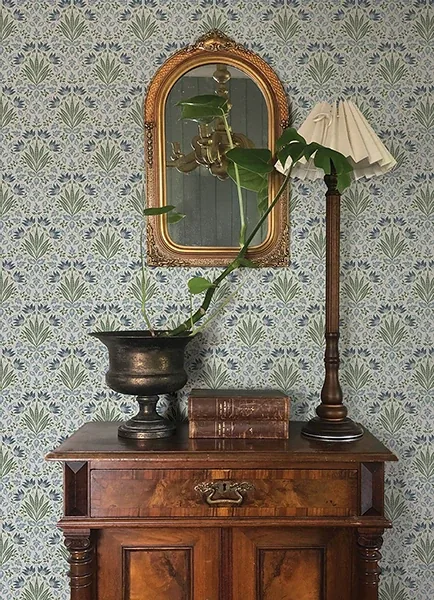 A-Street Prints Woodbury Blue Floral Damask Wallpaper - SKU 4173-27632