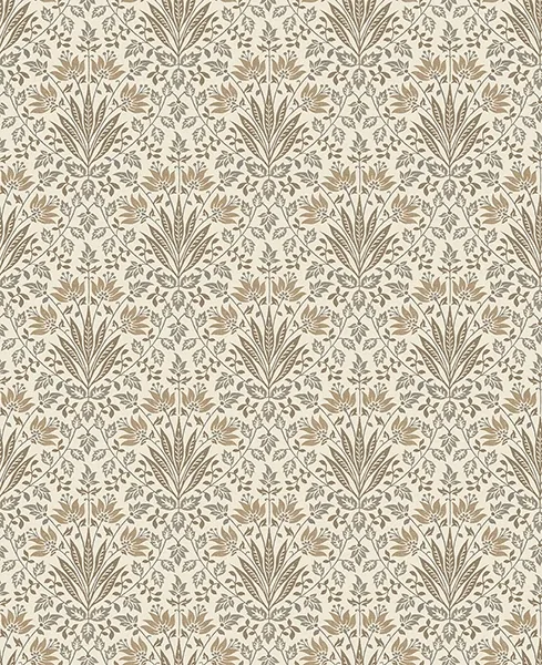 4173-27633 | Woodbury Brown Floral Damask Wallpaper