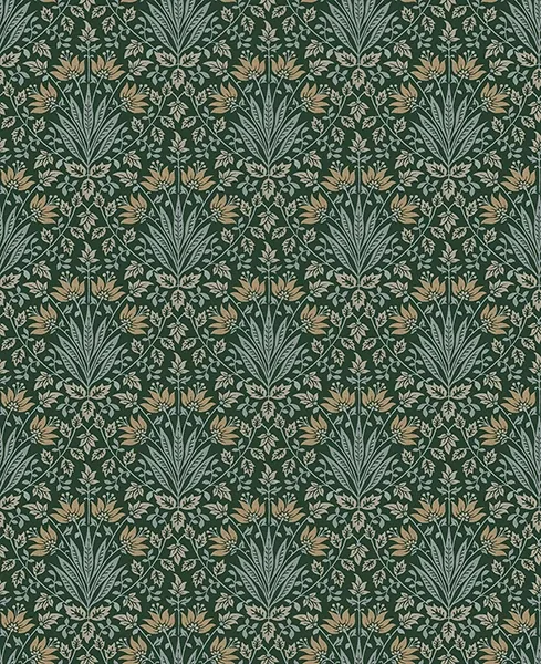 4173-27631 | Woodbury Evergreen Floral Damask Wallpaper