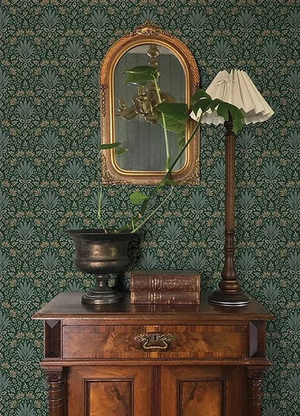 A-Street Prints Woodbury Evergreen Floral Damask Wallpaper - SKU 4173-27631