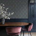 A-Street Prints Woodbury Navy Floral Damask Wallpaper - SKU 4173-27634