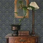 A-Street Prints Woodbury Navy Floral Damask Wallpaper - SKU 4173-27634