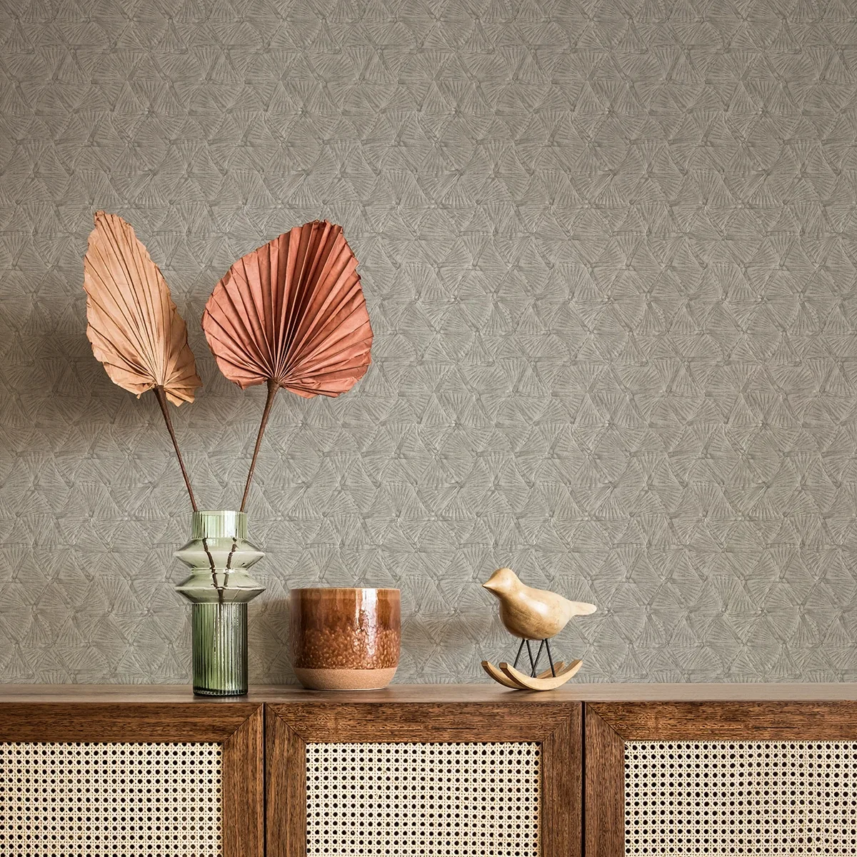 A-Street Prints Wright Pewter Textured Triangle Wallpaper - SKU 2970-26115
