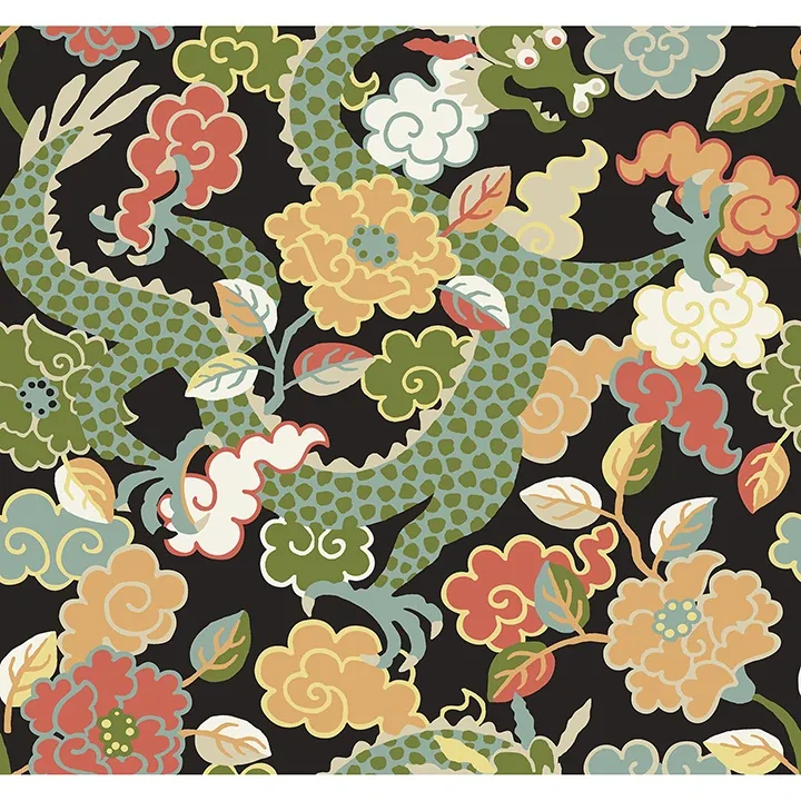 A-Street Prints Yanci Green Dragon Wallpaper - SKU 4120-72005