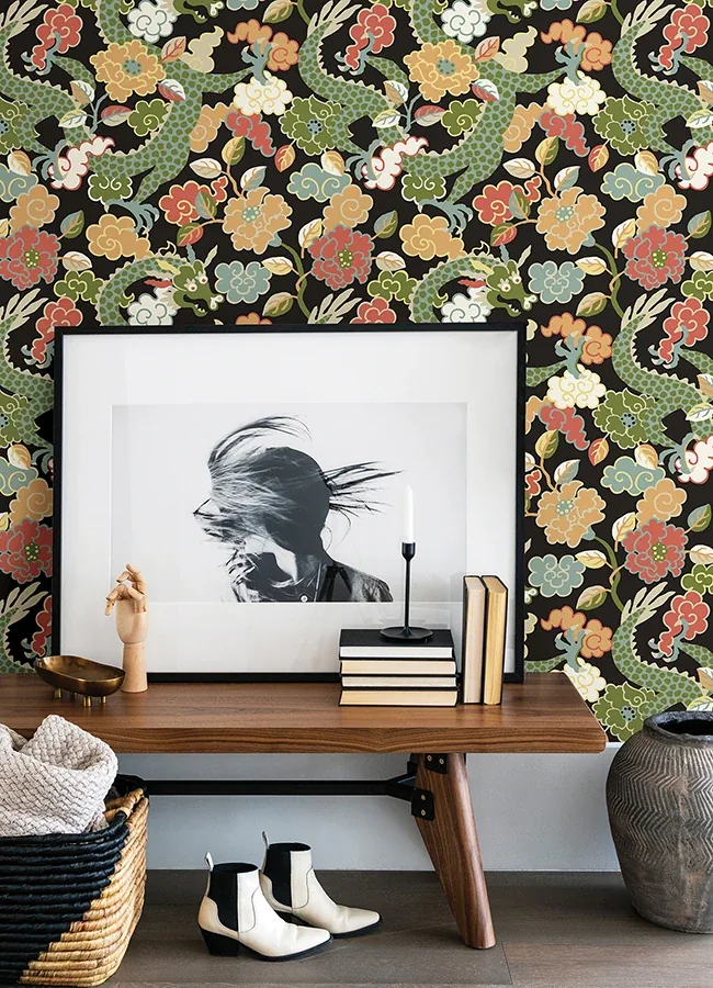 A-Street Prints Yanci Green Dragon Wallpaper - SKU 4120-72005