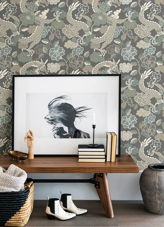 A-Street Prints Yanci Stone Dragon Wallpaper - SKU 4120-72006