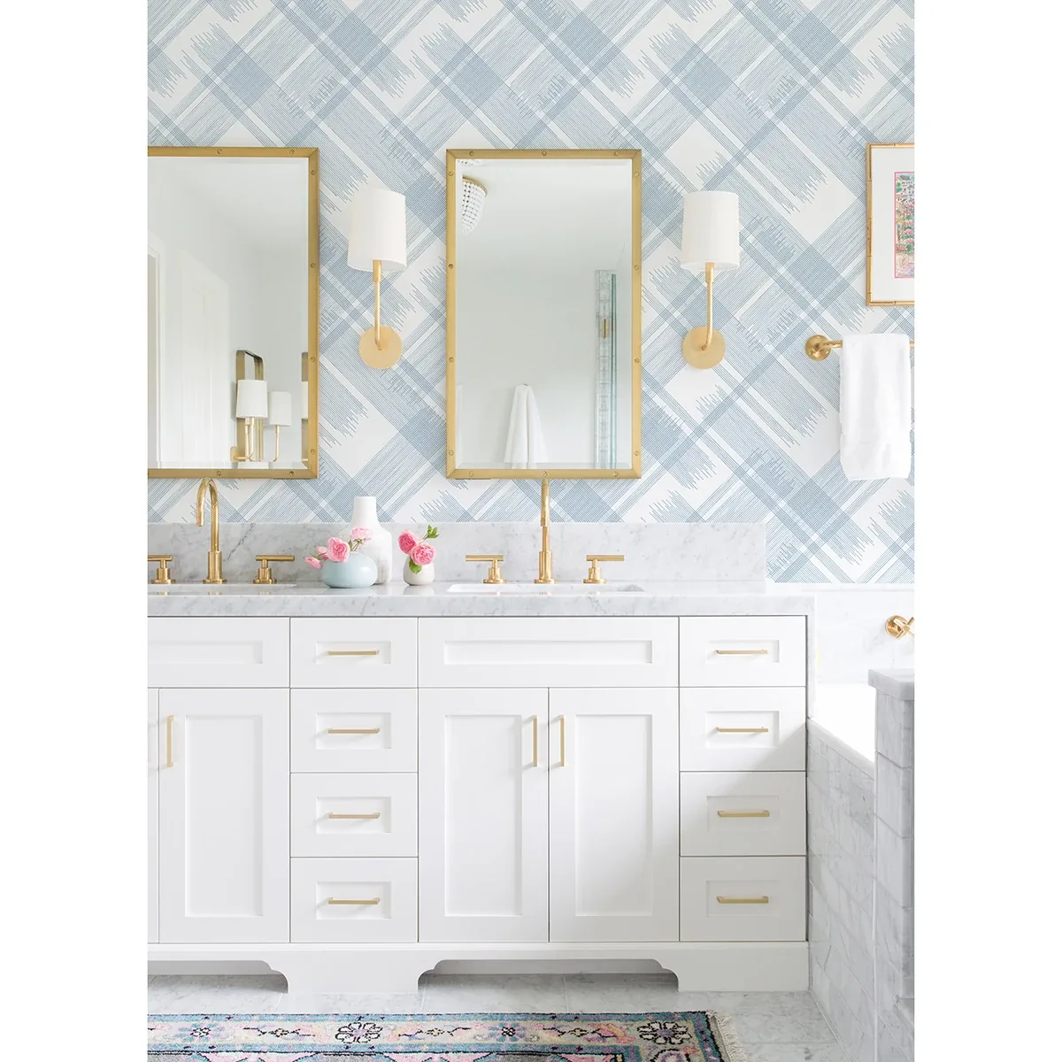 A-Street Prints Zag Blue Modern Plaid Wallpaper - SKU 2973-90705